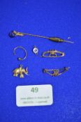 *Assorted Gilt Jewellery Including Possible Gold Pin Brooches