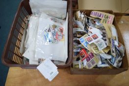 Box and Basket of Assorted Stamps