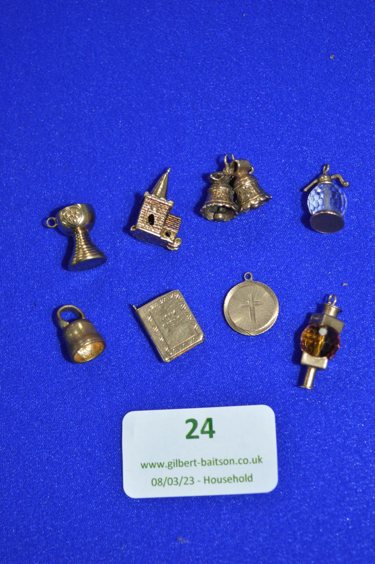 Six 9k Gold Charms ~15.2g total, plus Two Non-Gold Charms