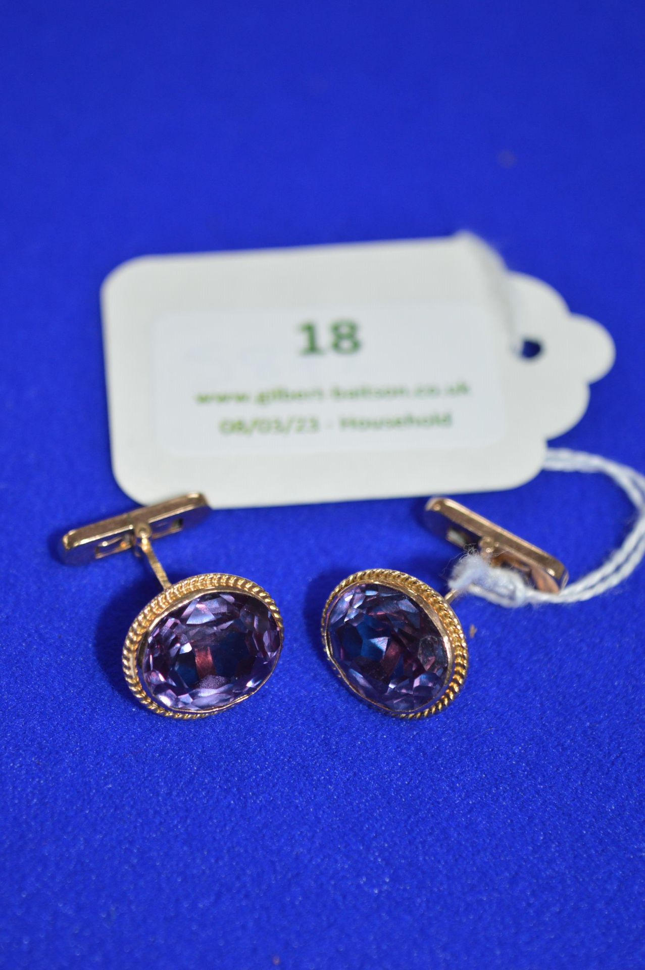 Pair of 14k Gold Amethyst Cufflinks ~9.1g