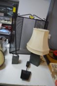 Fire Screen, Slate Companion Set, and Lamp