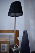 *Brushed Stainless Steel Table Lamp with Black Shade