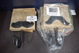 *Five Novelty Moustache Coat Hooks