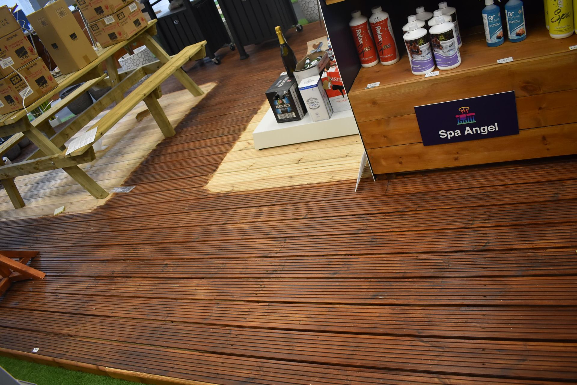 *Section of Partly Stained Timber Decking ~14ft x ~15ft plus Extra