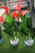 *Pair of Artificial Red Lilies