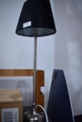 *Brushed Stainless Steel Table Lamp with Black Shade