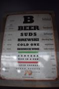 *Reproduction Enamel Sign Beer Drinkers Eye Chart