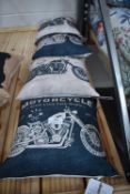 *Four Motorcycle Scatter Cushions “Ride Like the Wind”