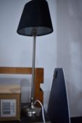 *Brushed Stainless Steel Table Lamp with Black Shade