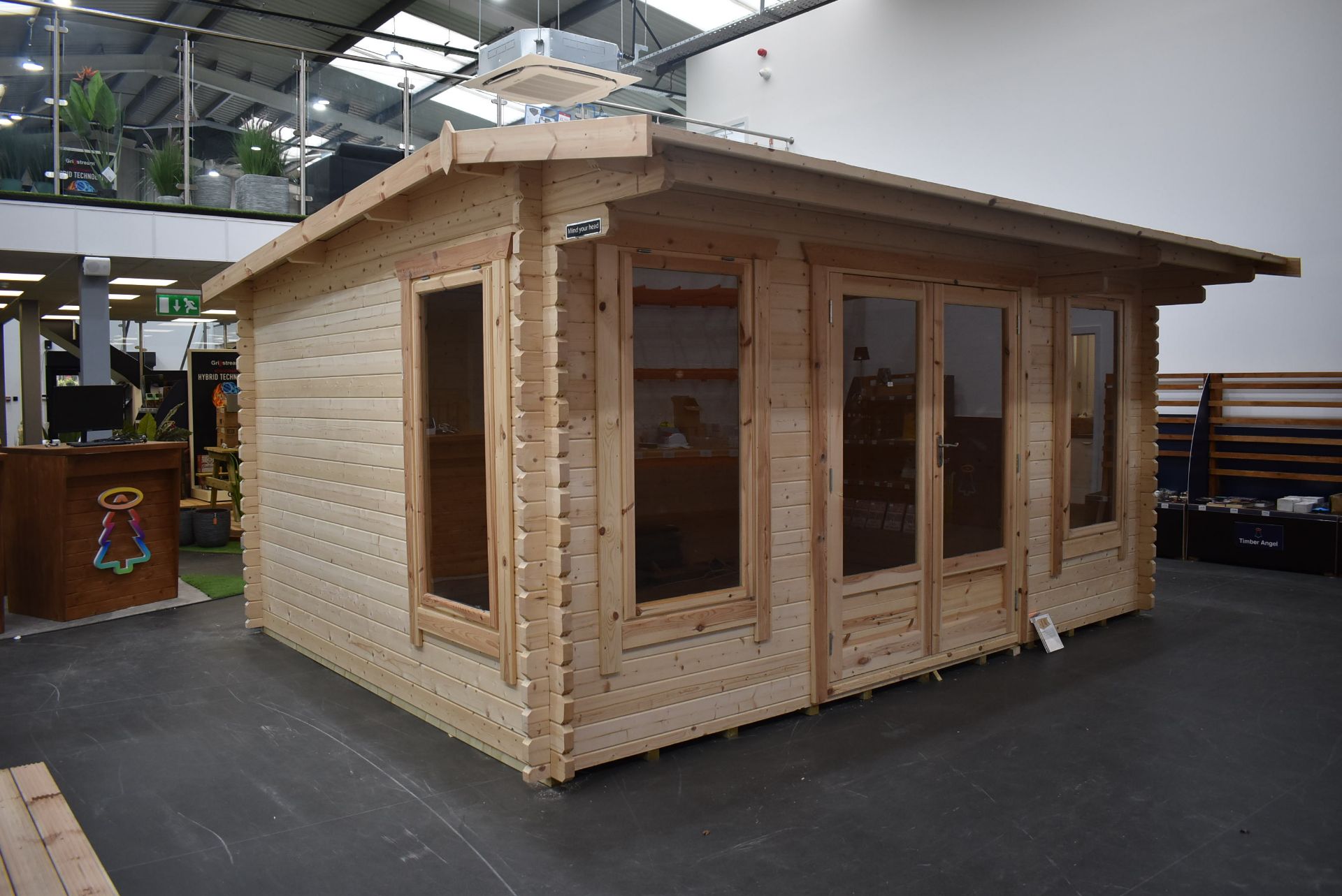 *Cottingham Garden Lodge ~15ft x 11ft with Apex Roof, Manufactured from 44mm Logs with Glazed