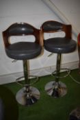 *Pair of Gas-Lift Barstool with Upholstered Sats and Backs