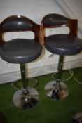 *Pair of Gas-Lift Barstool with Upholstered Sats and Backs