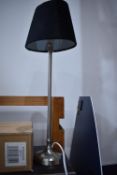 *Brushed Stainless Steel Table Lamp with Black Shade