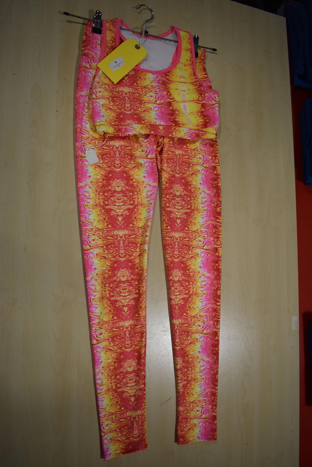 *Pink, Red and Yellow Yoga Leggings and Top Size: M