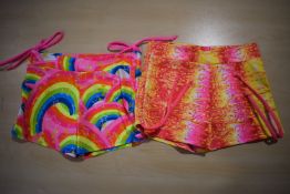 *Two Pairs of Women’s Yoga Shorts (1x Rainbow, 1x Pink, Yellow & Red) Size: S