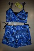 *Blue, White & Black Yoga Shorts and Top Size: S