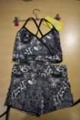 *Black & White Skull Pattern Yoga Shorts and Top Size: S