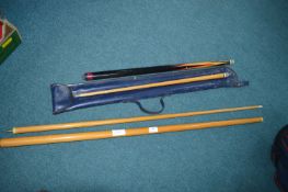 Two Vintage Snooker Cues