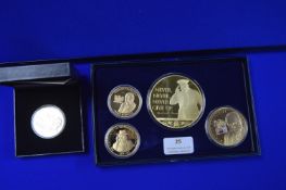 Five Gold Plated Winston Churchill Commemorative C