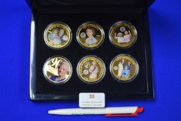 Cased Set of Six Commemorative Queen Elizabeth Coi