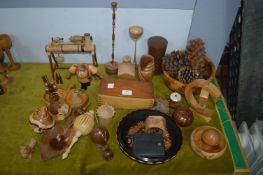 Turned Wood Model Lathe, plus Bowls, Pots, and Orn
