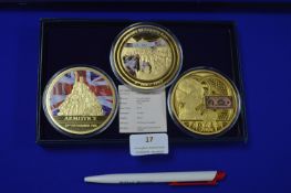 Three Supersized Gold Plated Commemorative Coins