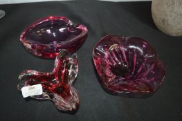 Two Studio Glass Dishes