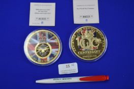 Two Gold Plated Military Commemorative Coins