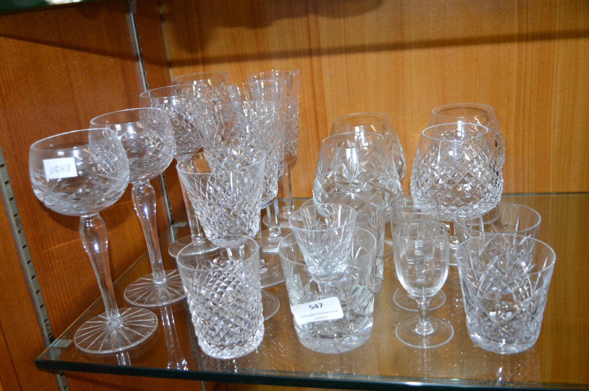 Cut Glass Lead Crystal Wine Glasses etc.