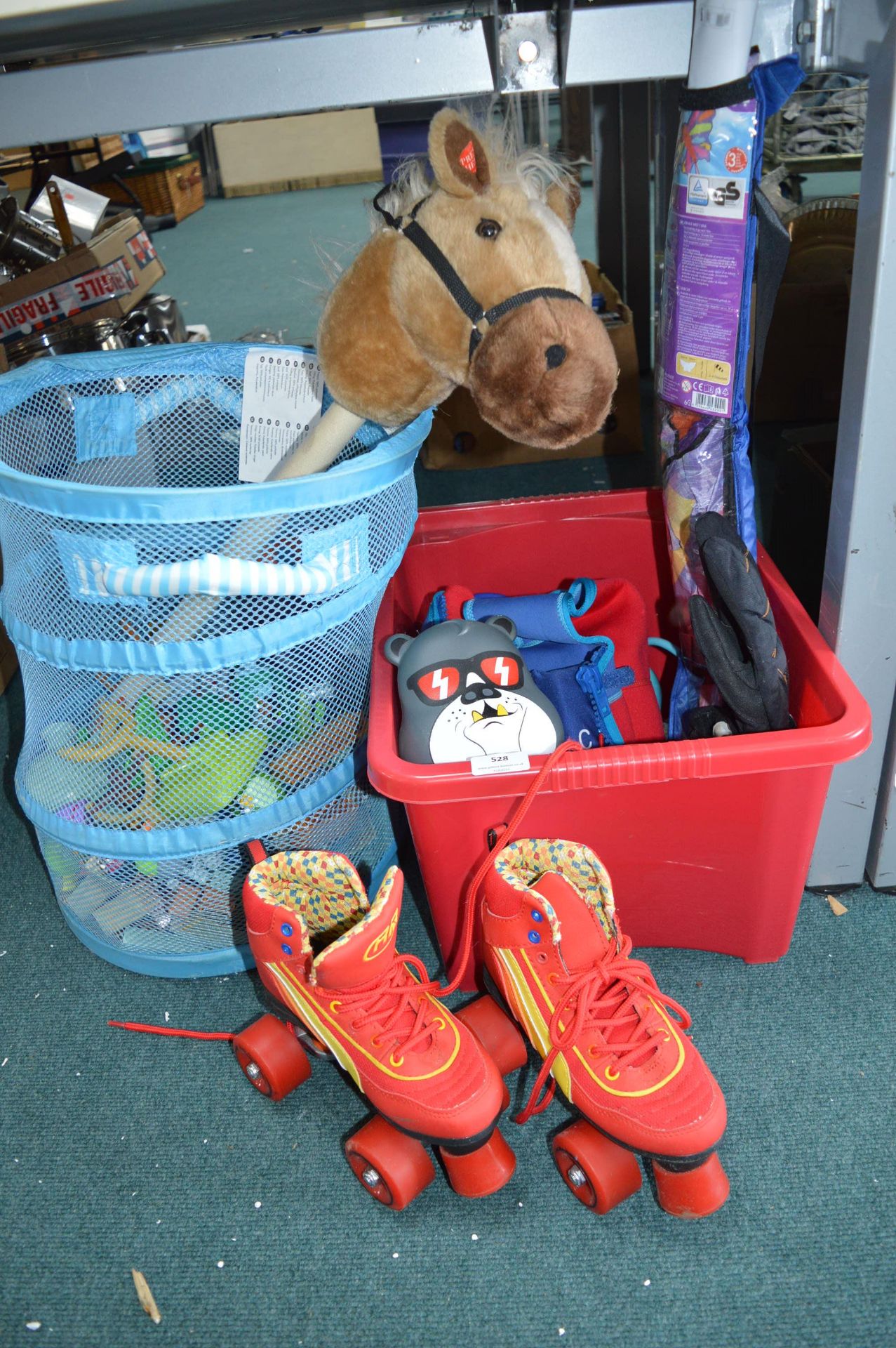 Basket and a Tub of Children's Toys