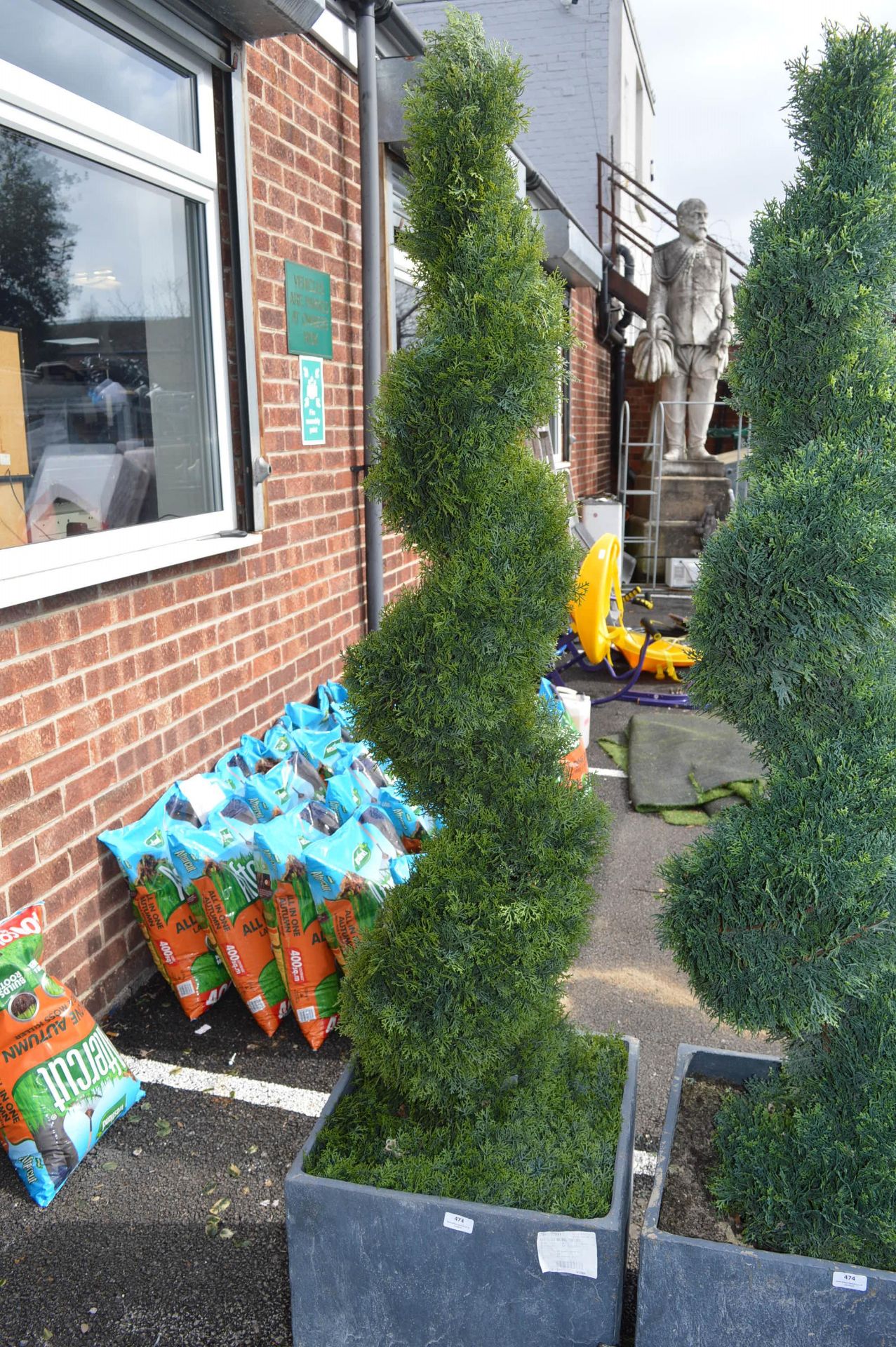*6ft Artificial Cedar Spiral Topiary in Planter