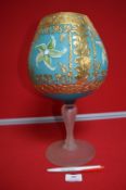 Large Hand Painted Glass Goblet