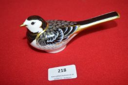 Royal Crown Derby Pied Wagtail with Gold Stopper