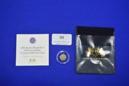 2022 QE2 Jubilee 24k Gold Proof Coin Solomon Islands ~0.50g Issued by Harrington & Byrne