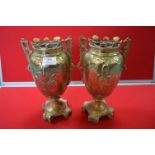 Two Brass Lead Lined Urns