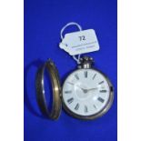 Silver Pair Case Pocket Watch with Fusee Movement by William Ash of Barnsley