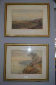 Pair of Watercolour Coastal Landscapes by A. Fisher