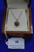 9k Gold Heart Pendant & Chain ~2.16g