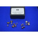 Four Pairs of 9k Gold Ear Studs ~2.4 gold weight