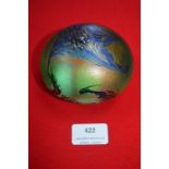 Ditchfield Glasform Paperweight with Single Silver Frog