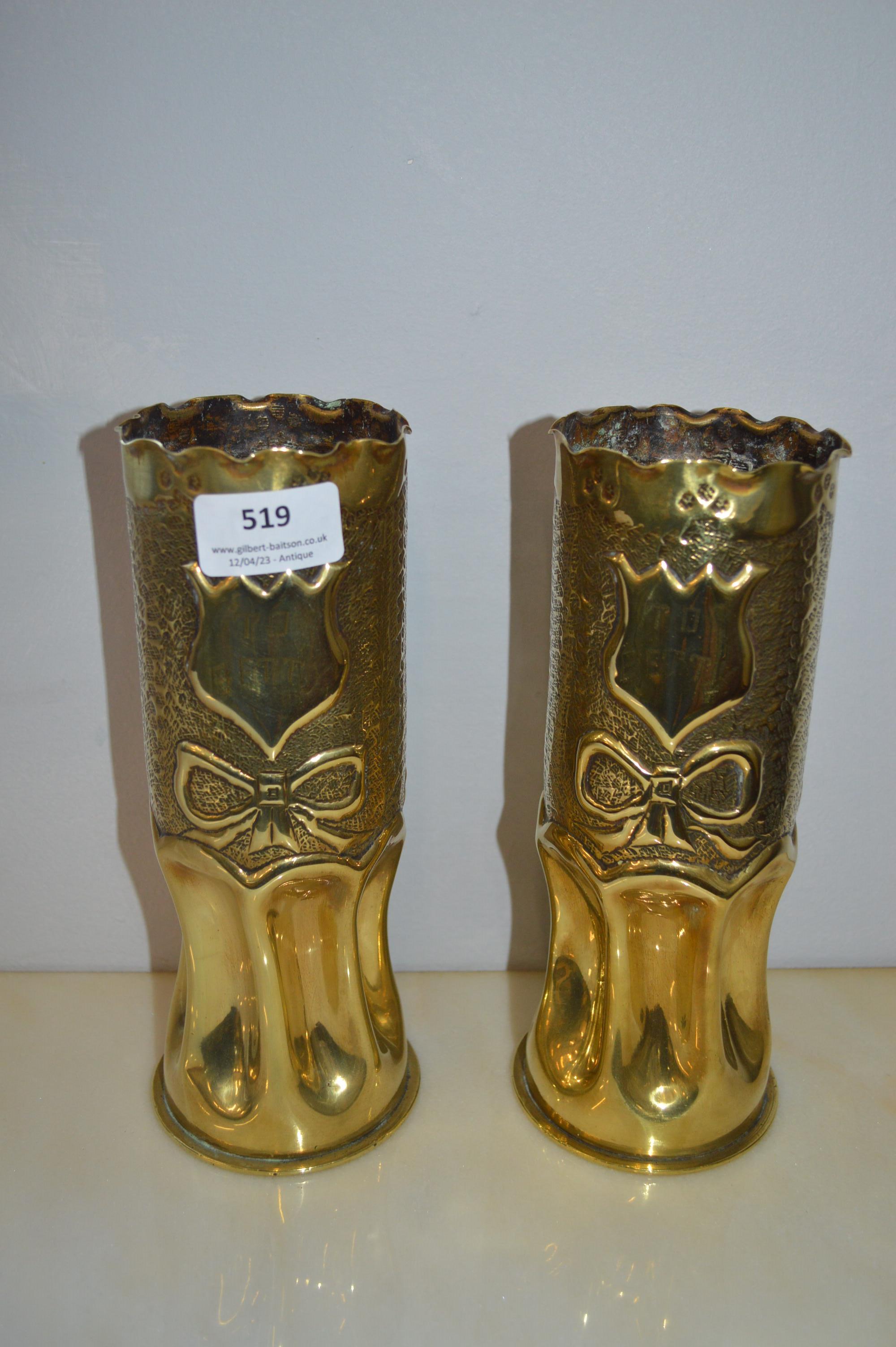 Pair of Trench Art Shell Cases