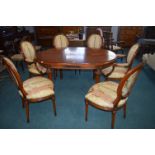 Reproduction Oval Dining Table an Six Balloonback Upholstered Chairs