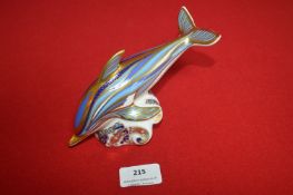 Royal Crown Derby Dolphin with Gold Stopper