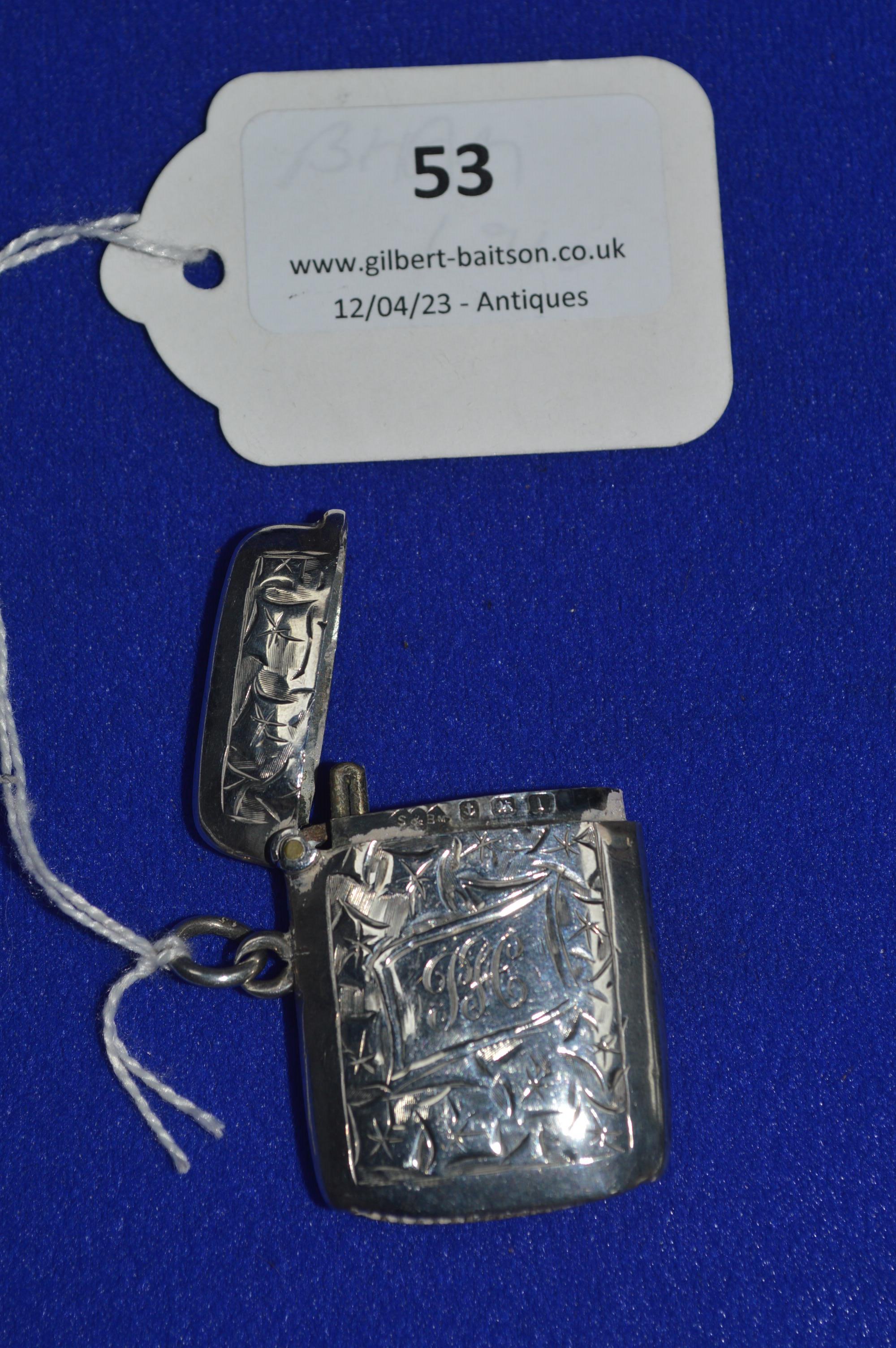 Hallmarked Sterling Silver Vesta Case - Birmingham 1910