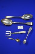 Hallmarked Sterling Silver Spoons, Sugar Tongs, etc. ~157g gross