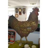 Hambleton's Poultry Farm Hand Painted Advertising Metal Chicken Sign