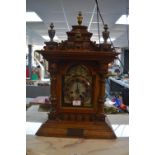 Victorian Marriage Presentation Mahogany Cased Mantel Clock with Copper & Brass Dial