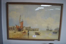 Watercolour Coastal Scene After John Ward of Hull