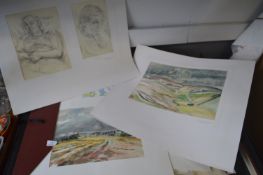 Portfolio of Original Mounted Watercolour Painting and Sketches by M.E. Goss