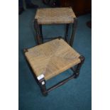 Pair of Rattan Seated Stools